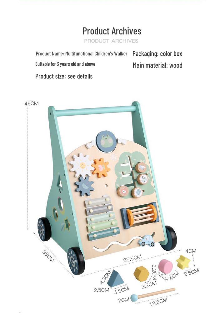 3-in-1 Wooden Baby Walker Stroller and Push Toy for First Steps - Ideal First Birthday Gift