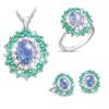 Luxury Diamond Inlaid Sea Blue Opal Earrings Female Ins Oval Elliptic Earrings French Premium