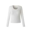 Women's H256 Slim Fit Round Neck Long Sleeve T-Shirt - Versatile Solid Color Base Layer for Spring and Autumn.