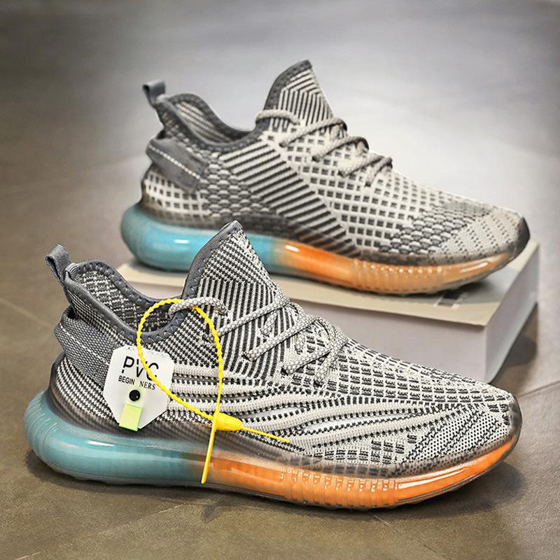 

Весенние и летние дышащие тонкие кокосовые туфли из хлопчатобумажной ткани, модные новые туфли с попкорновой подошвой, светящиеся, для бега, для мужчин 44