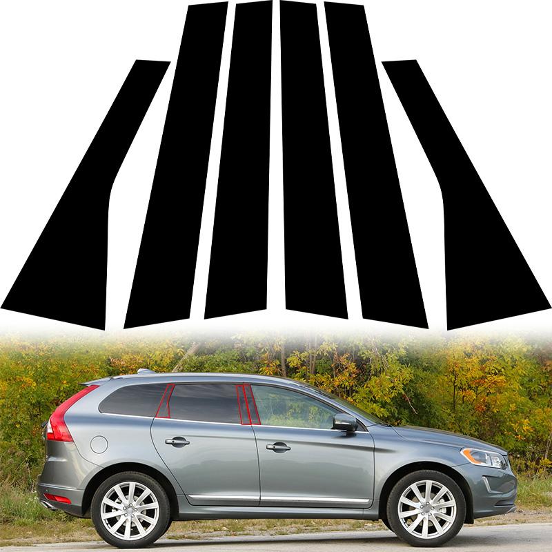 6Pcs Glossy Black Pillar Posts Stickers Fit Volvo XC60 2009-2016 2017 Scratch Resistant Car Door Window Kits Cover Accessories