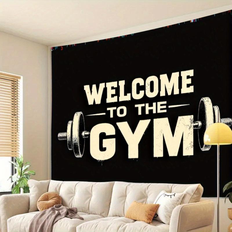 Welcome To The Gym Tapestry Retro Industrial Design Perfect For Fitness Decor Home Gym Wall Styling and Photo Backdrops