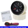 Universal Auto Car 52MM Fuel Level Gauge 8 Color Light 0-190 Ohm Pointer Oil Tank Meter 240-33 Ohm Waterproof 12V 24V Custom