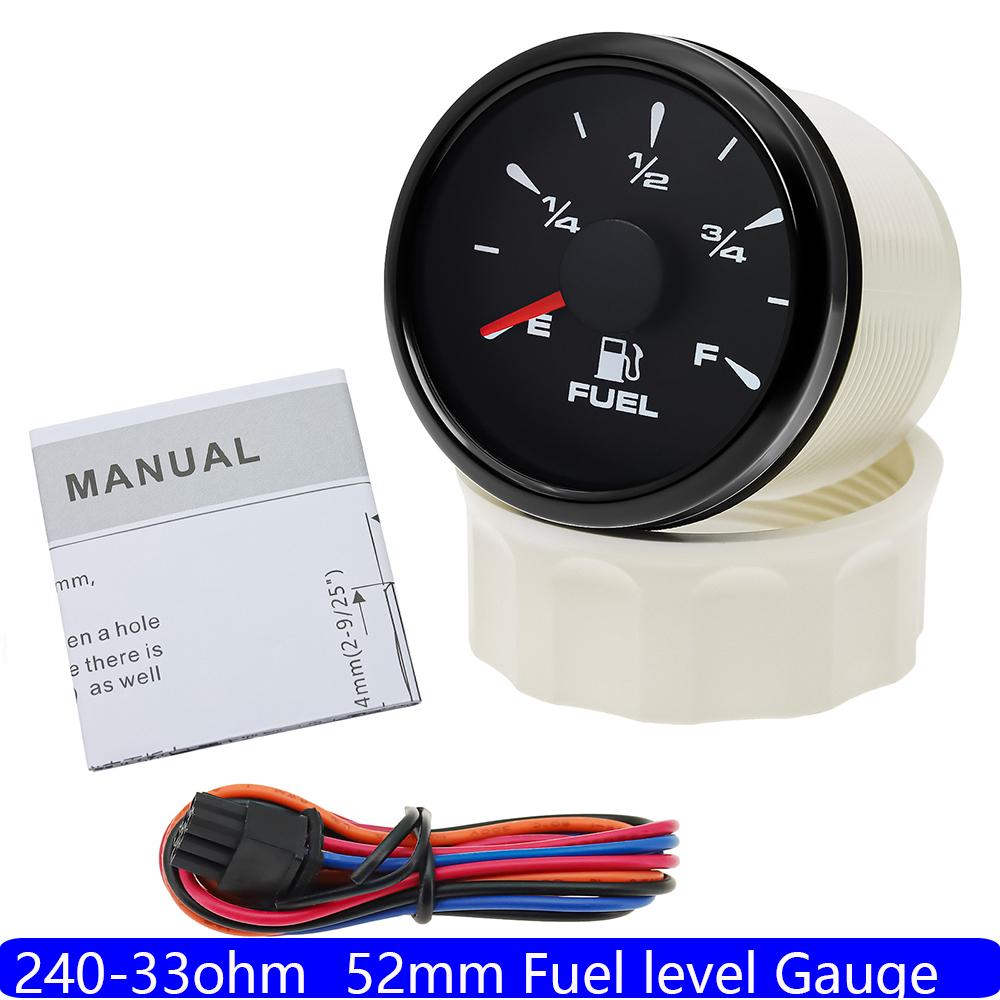 Universal Auto Car 52MM Fuel Level Gauge 8 Color Light 0-190 Ohm Pointer Oil Tank Meter 240-33 Ohm Waterproof 12V 24V Custom