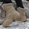 Outdoor Mens Motorcycle Boots Lace Up Mountaineering Shoes Non-Slip Male High-top Hiking Shoes Warm Plush Fur Winter Boots Botas