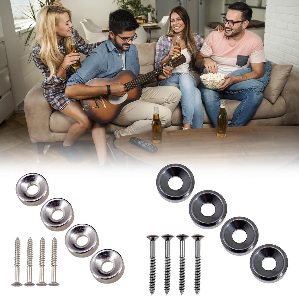 4Pcs Guitar Body Neck Fixed Mounting Screw Ferrules Neck Joint Bushing Ferrule & Bolts for Electric Guitar Accessory