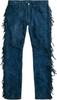 Lambskin Pant Party Blue Fringes Men Soft Suede Genuine Motorcycle 100% Handmade Leather