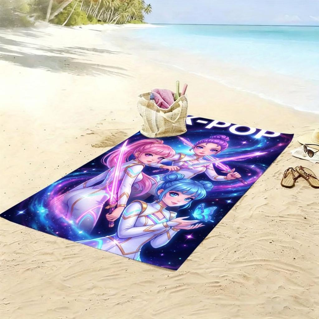 1pc Microfiber Beach Towel for Beach Swimming,K Pop Group Style Print Microfiber Beach Towel for Adults/Children