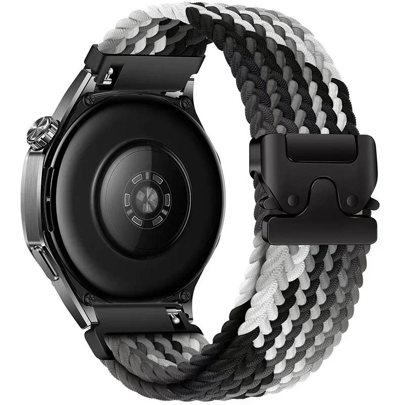 22/20mm Nylon-Geflechtband für Huawei Watch 5 GT6-5 Pro GT6-5-4 46mm Fallschirmschnalle Atmungsaktives Armband für Samsung Watch 7 6