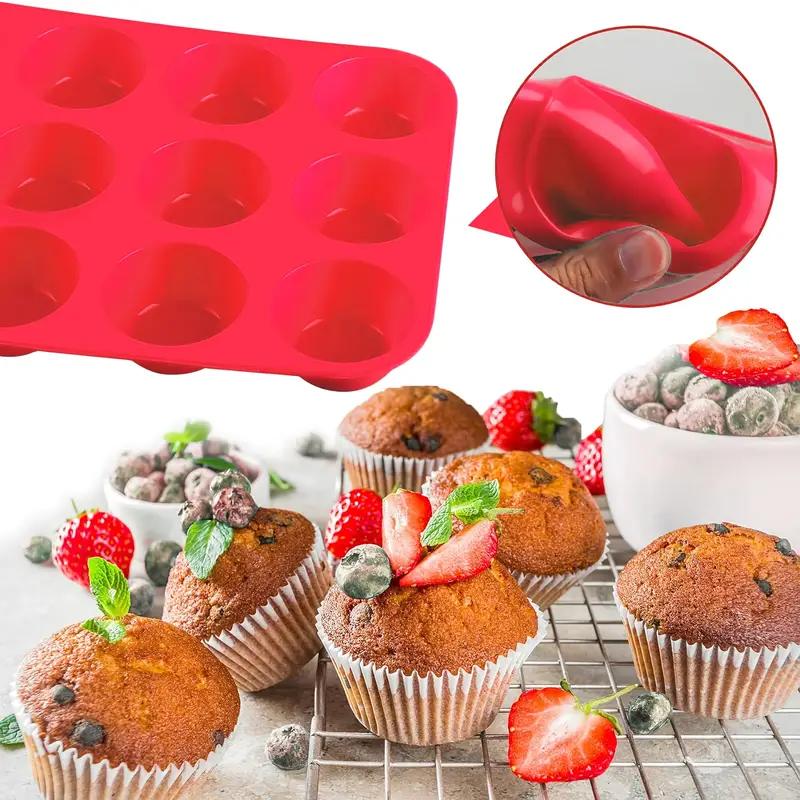 Non-Stick Silicone Mold Muffin Cupcake Baking Pan - Dishwasher & Microwave Safe Muffins Tray Tin Bakeware Tools for Kitchen