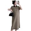 2026 Korean Striped Casual Maternity Polo Dress