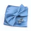 Einfarbiges Herren-Fliege-Taschentuch-Manschettenknopf-Set aus Polyester, Schmetterling, Hochzeit, Party, Abendessen, Zubehör