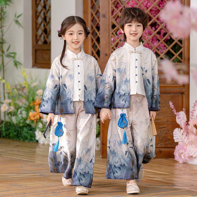 Kids' Traditional Hanfu Costume for Guzheng Performance – Ancient Tang Style for Girls and Boys’ Ceremony