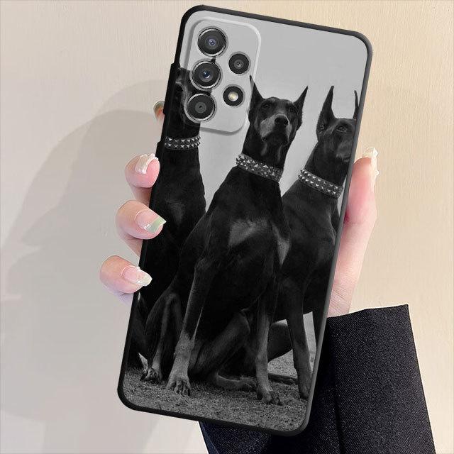 Tpu Soft Phone Case For Samsung Galaxy A71 A31 A51 A22 A52 A23 A21s A72 A32 A33 A53 A13 A42 A41 Animal Doberman Dog Cover Bag