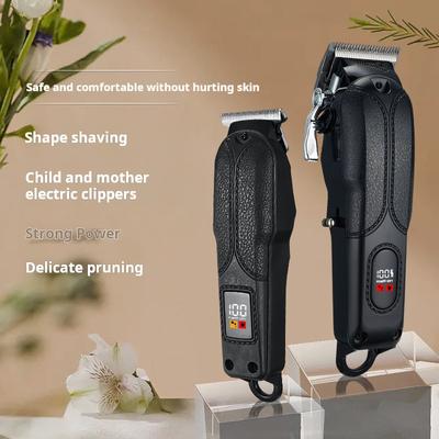 New Rechargeable Adult Engraving Electric Hair Clipper, Double-handled Hair Clipper for Home Use Digital Display
