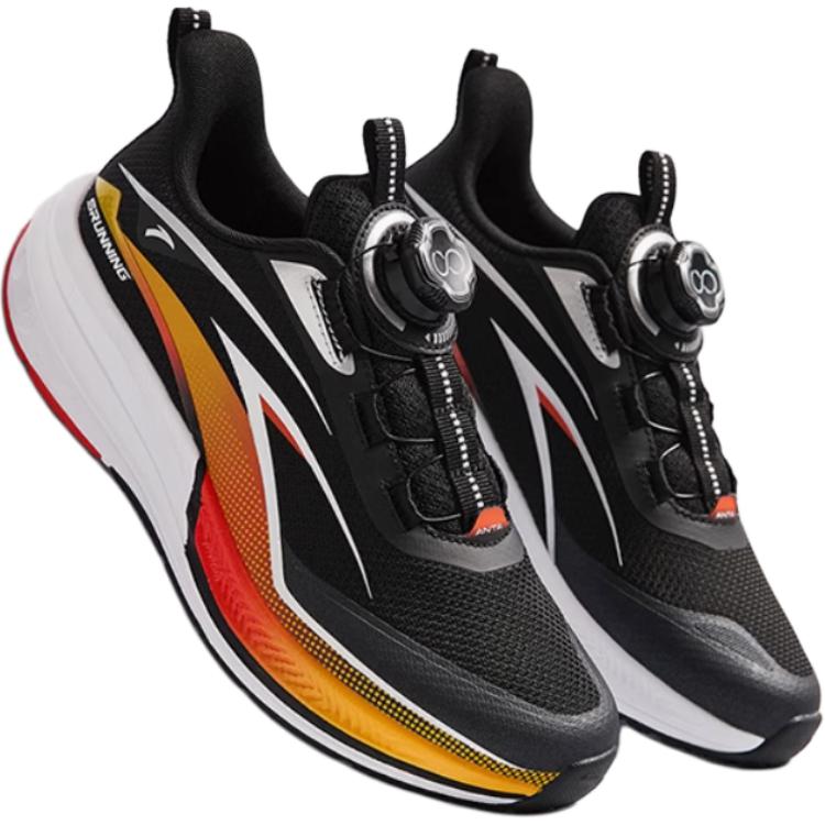 Anta Kids Hailang Comfortable Versatile Non-Slip Wear-Resistant Low-Top Running Shoes Kids Sneaker Black Orange 312445509-1