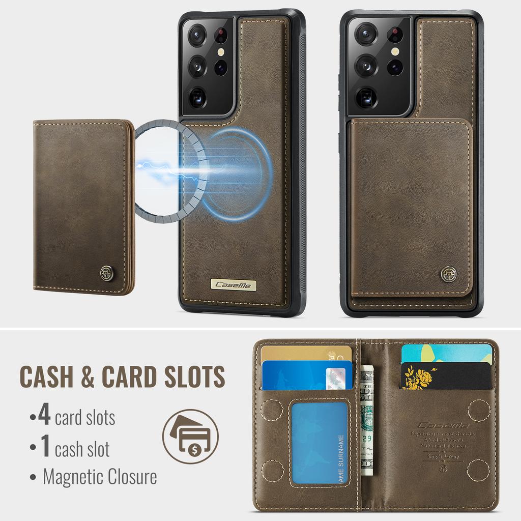 For Samsung Galaxy S21 Ultra 5G Magnetic Case CASEME ME80 Series Leather PC TPU Phone Cover with Detachable Wallet