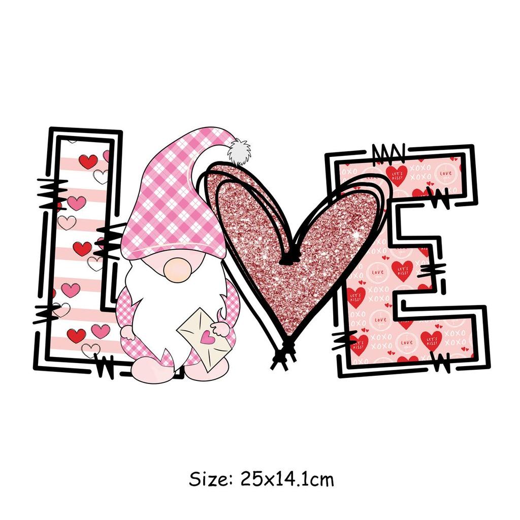 Happy Valentine'Day Patches auf Kleidung Wärmeübertragung Aufkleber Dekoration für Liebhaber Kleidung DIY Streifen Aufkleber Mädchen Junge