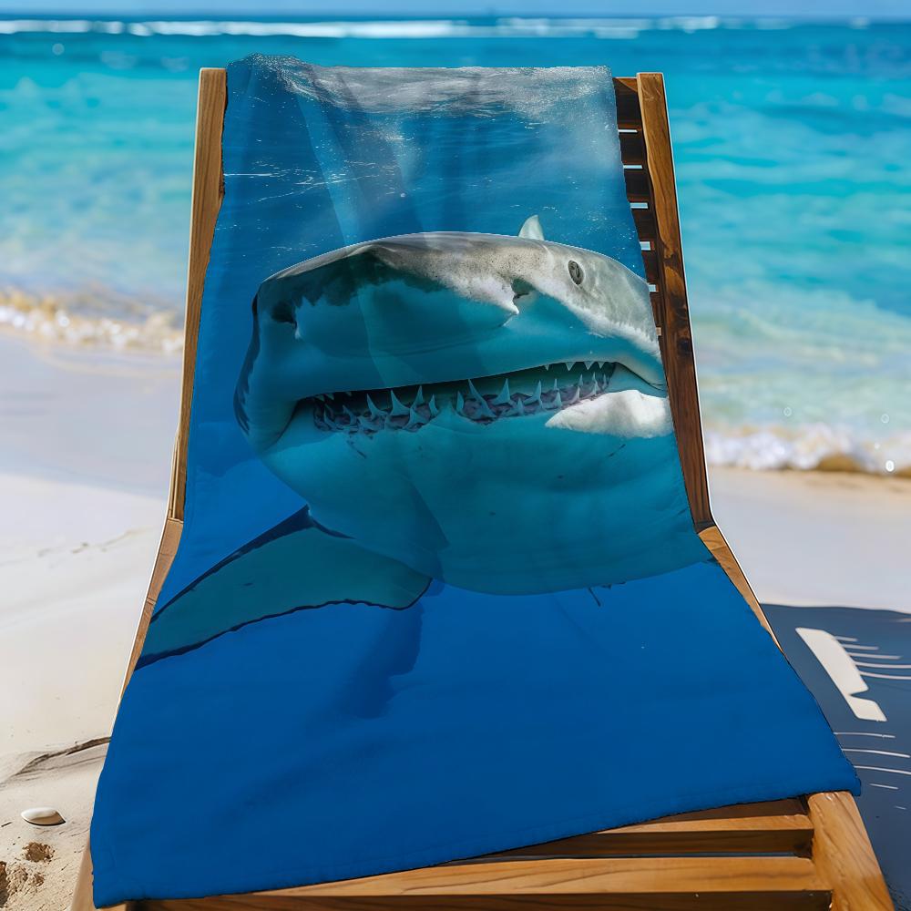 Sea Shark Pattern Towel Quick Drying Beach Towels Are Suitable For Swimming Pools Camping Yoga And The Gym