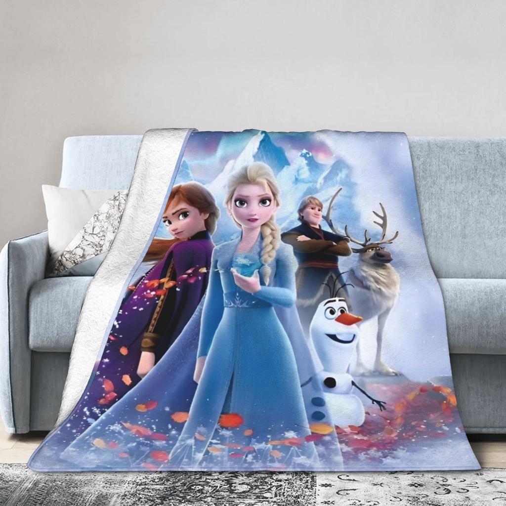 Frozen Elsa Anna Olaf Fantasy Comedy Knitted Blankets Fleece Super Warm Throw Blanket for Bedroom Sofa Bedspread