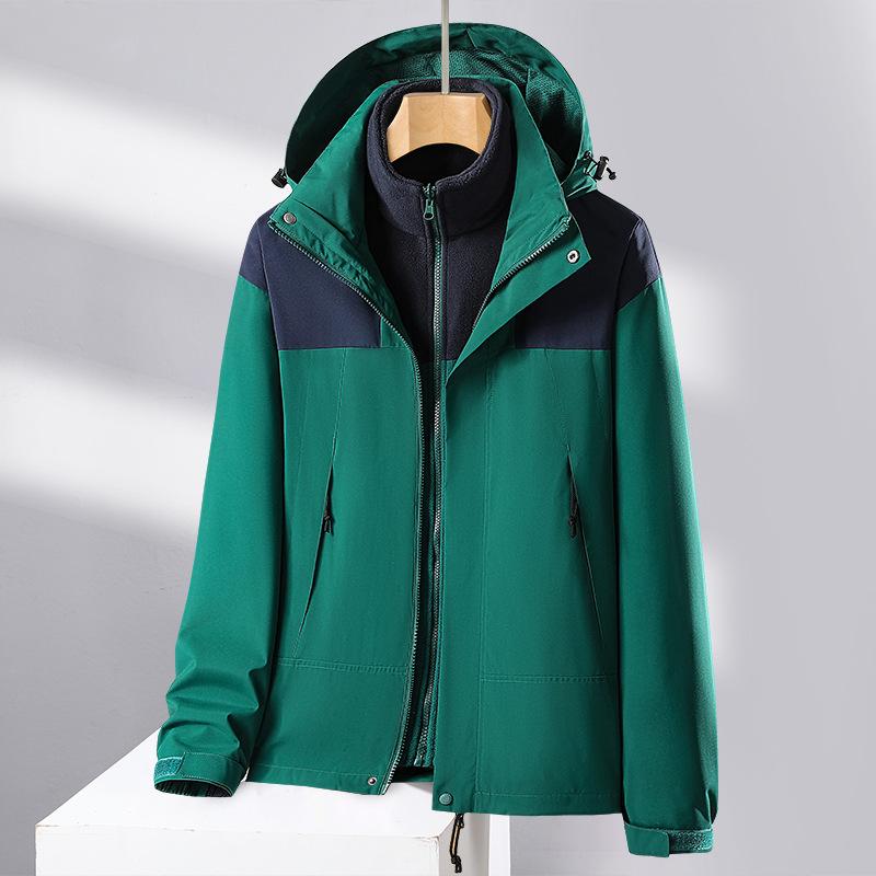 Winter Three-in-one Jacket for Women Two-piece Collection Thickened and Velvet Removable Liner Mountaineering Jacket Wind Resistant Jacket