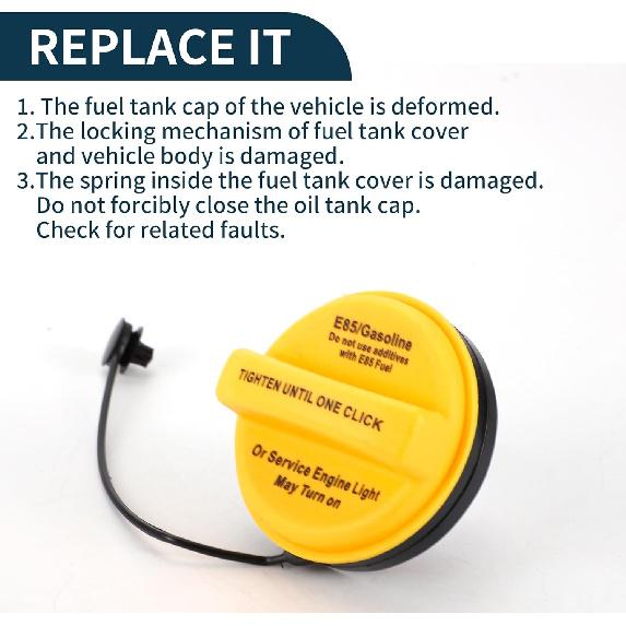 Gas Fuel Cap for Chevrolet Suburban Tahoe 2015-2016 Fuel Filler Cap Black White Yellow