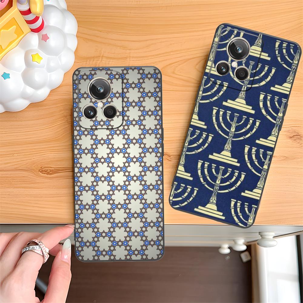 Jewish Hanukkah Mobile Phone Case for Realme 15 14 13 12 11 10 9 Pro Plus T I Lite 5G Colorful Printing Cover Luxury Smartphone