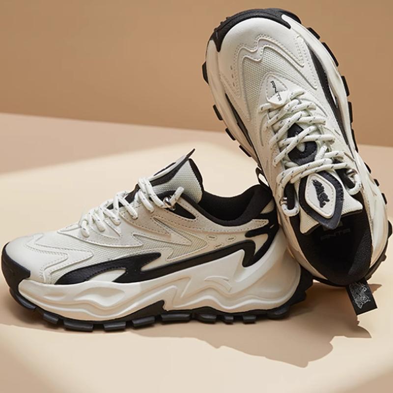 Anta Hot Retro Shock Absorbing Wear Resistant Low Top Dad Shoes Women Sneakers Black White 122148880R-2