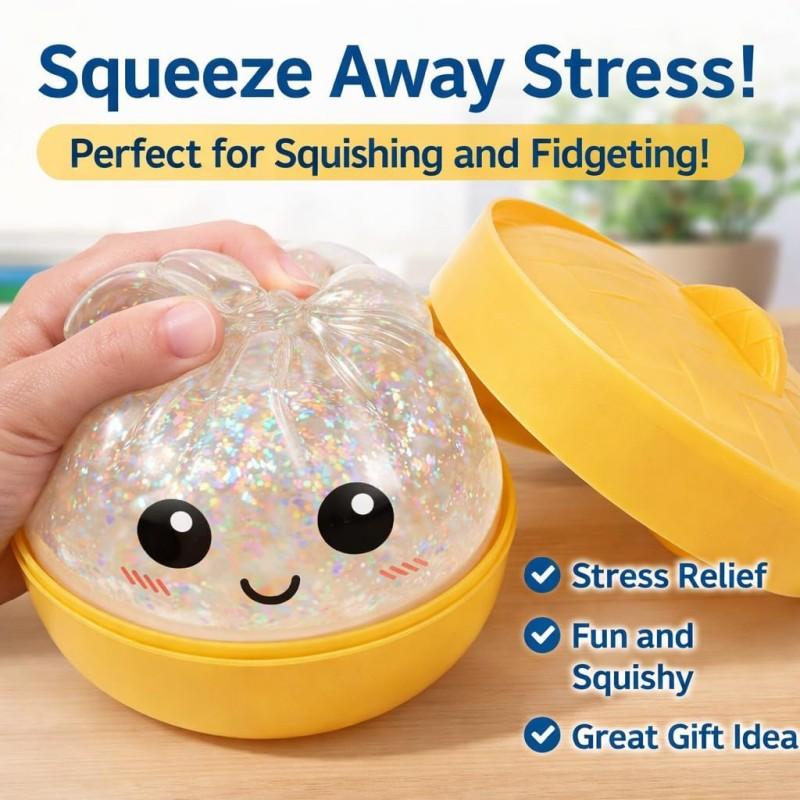 Rainbow Color Steamed Bun Squishy Toy Cute & Adorable Design Stress Relief Soft Rebound Portable Simulation Bun Toy Decorations