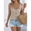 2026 Spring/Summer Solid Color Hollow Button Sweater Women's Vest Knitwear Vacation Top
