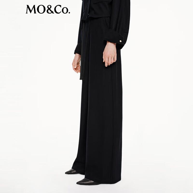 MO&Co. Women's Lightweight Wool Blend Wide-Leg Trousers