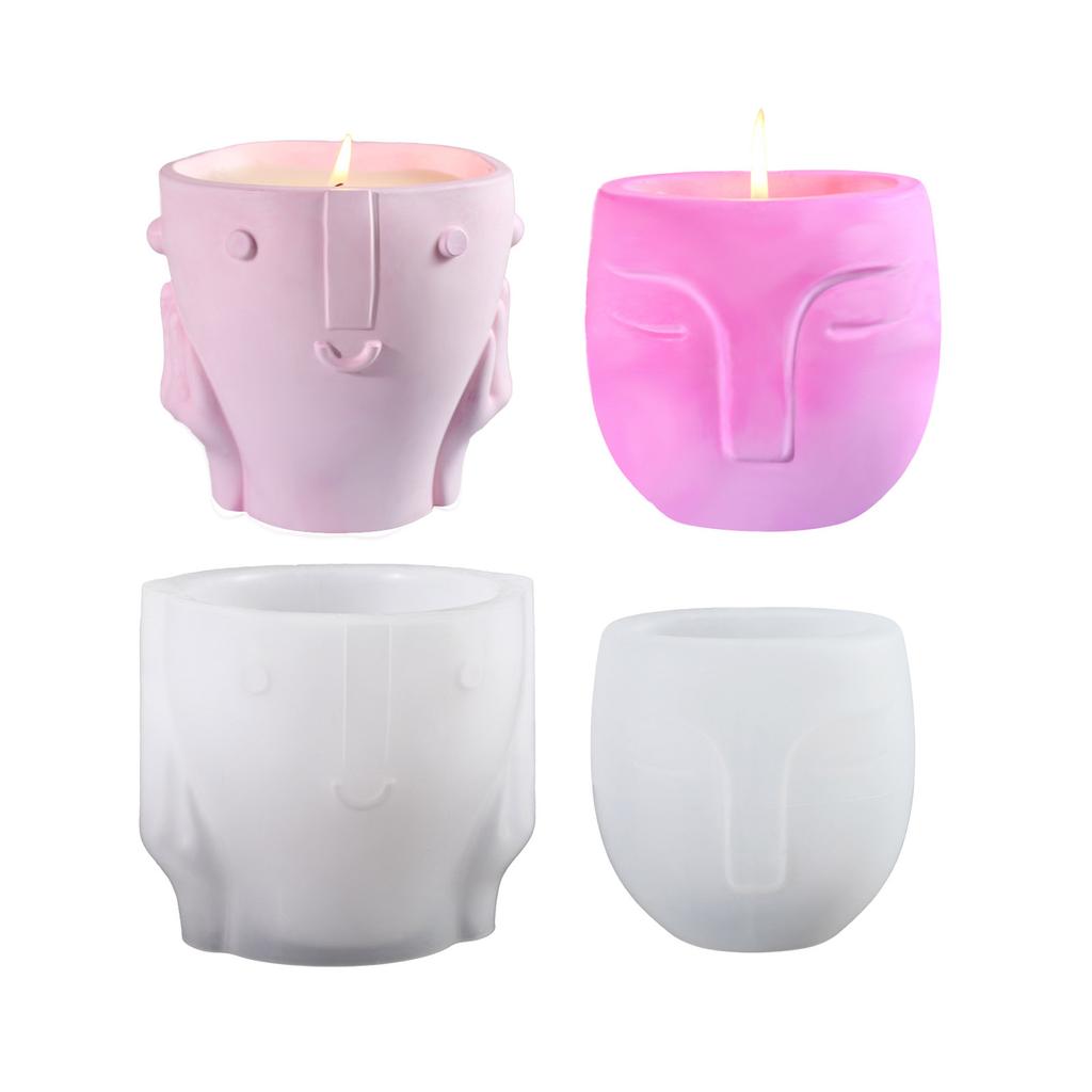 Resin Vase Molds Flower Vase Molds Jewelry Jar Mold Face Shape Ornament Molds Hand-Making Supplies for Flowerpot Vase