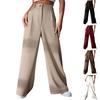 Women's Fashionable Color High Waisted Button Zipper Casual Straight Leg Suit Pants