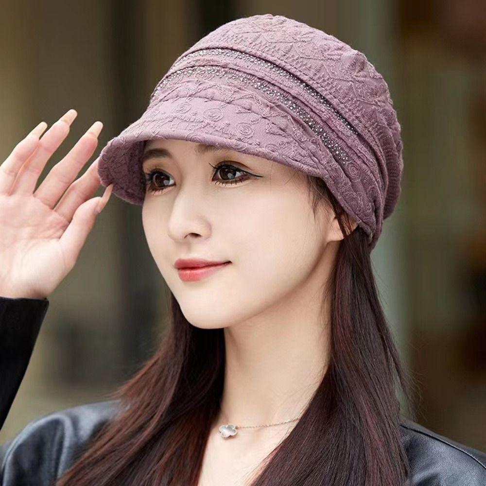 Hollow Out Women Baseball Cap Embroidery Turban Beanies Hat Flower Beanie Cap Women Girls