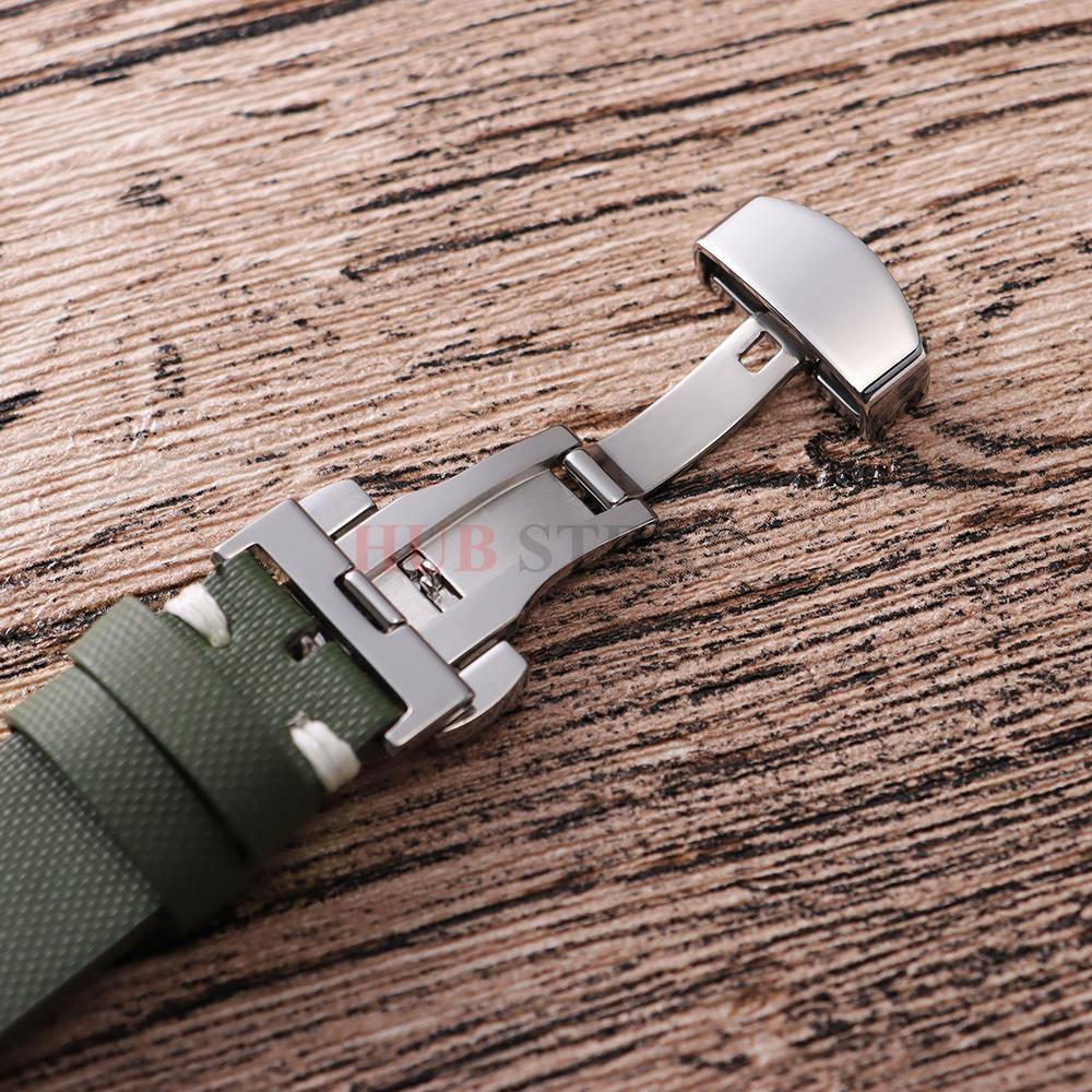 Sailcloth Watchband for Omega Business Cowhide Watch Band for Seiko 22mm 20mm Butterfly Buckle Stitching Brown Strap for Men