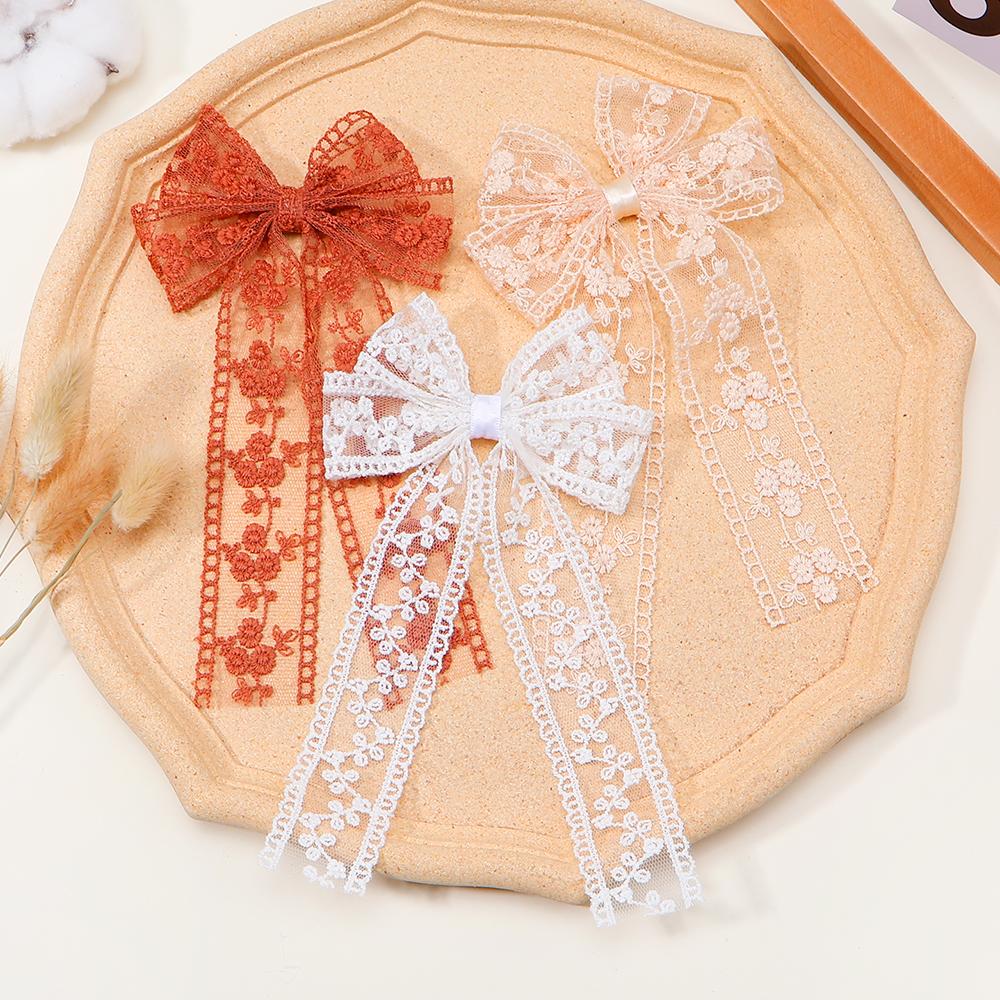 New Embroidery Hair Bows Lace Big Bows Hairclip Women Elegant Spring Clip Spring Summer Hair Accessories Women Barrettes