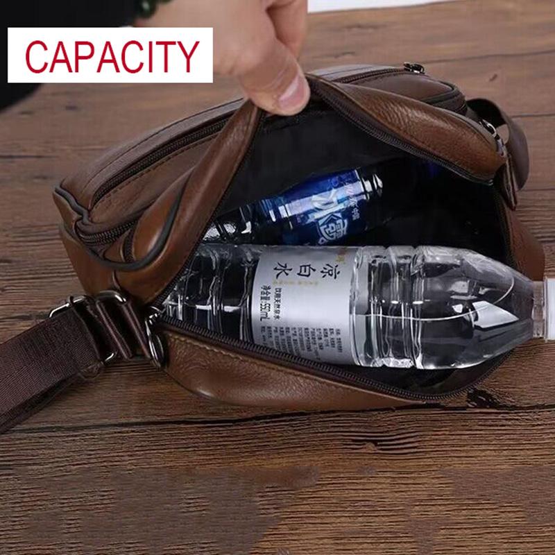 Retro Genuine Leather Men's Shoulder Bags Husband Small Crossbody Messenger Bag Leather Man Zipper Designer Party Bags Gift