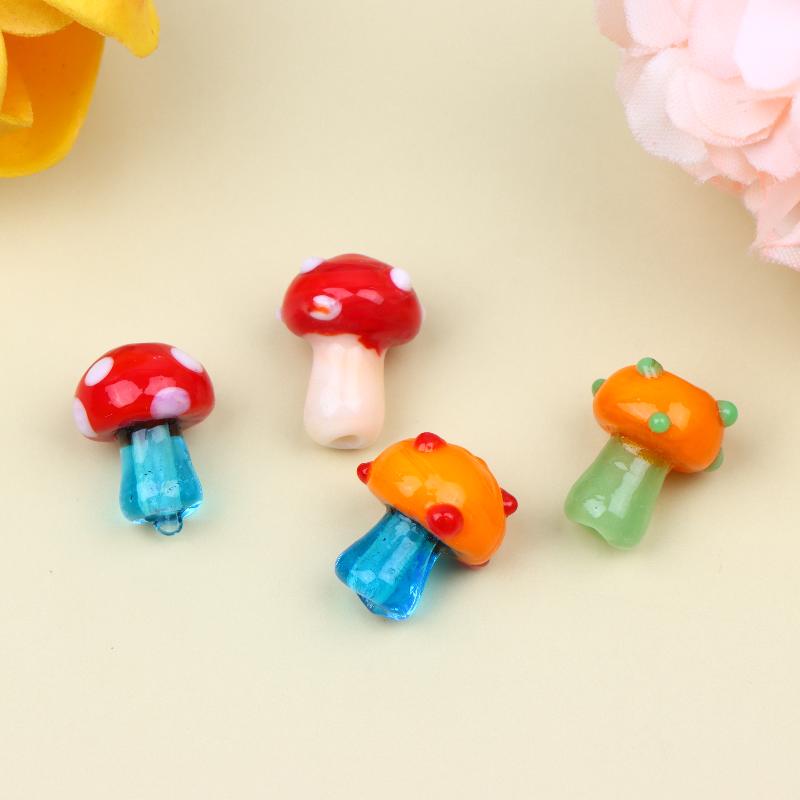 10Pcs Mushroom Ceramic Beads Cute Mini Colorful Loose Spacer Beads For Diy Jewelry Making Bracelet Necklace Accessories