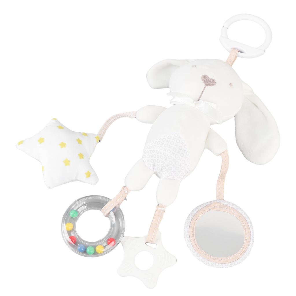Baby Crib Hanging Rattles Toy Cute Bunny Clip On Plush Hanging Toy with BB Sound for Infant