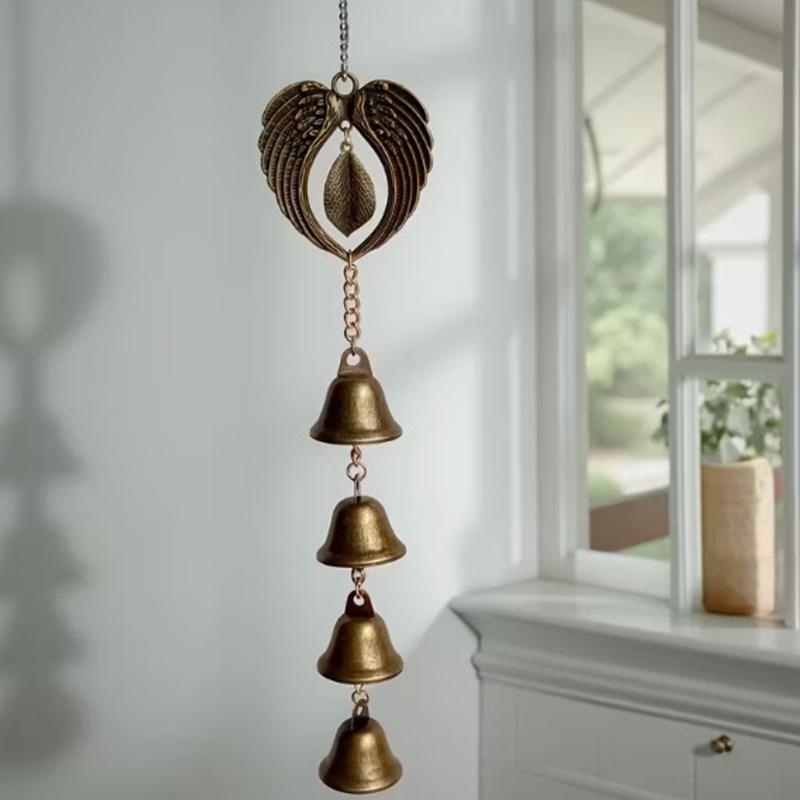 Heart Shape Wing Durability Wind Bells Featuring Clear Bells and Easyly Hanging Chain for Balcony Patios Use