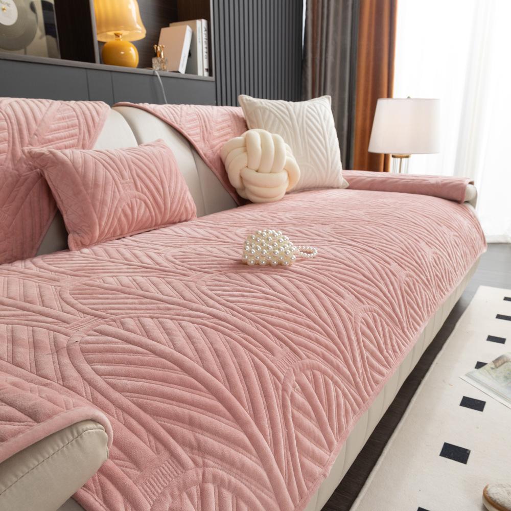 Winter Milk Fiber Sofa Cushion Four Seasons Universal Leather Non-Slip Seat Cushions Exclusive Cover Cloth Cover Cover