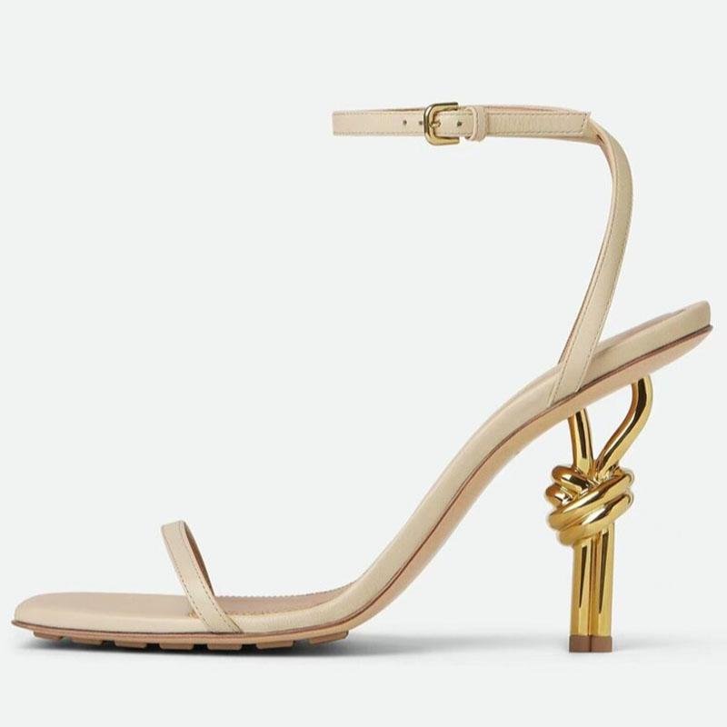 

Fashion Europeanand Americanfashiontemperament One Button Sandals with Women ssexyand Irregular High Heels Plus Size Open Toe Slippers 35 хаки