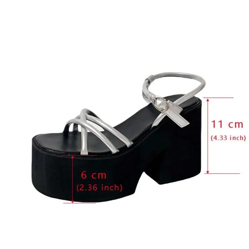 Fashion Luxury Open Toe Thick Heel Platform Sandals Women Summer Sexy Ankle Strappy Design Wedge Chunky Sandals for Women Super Heels