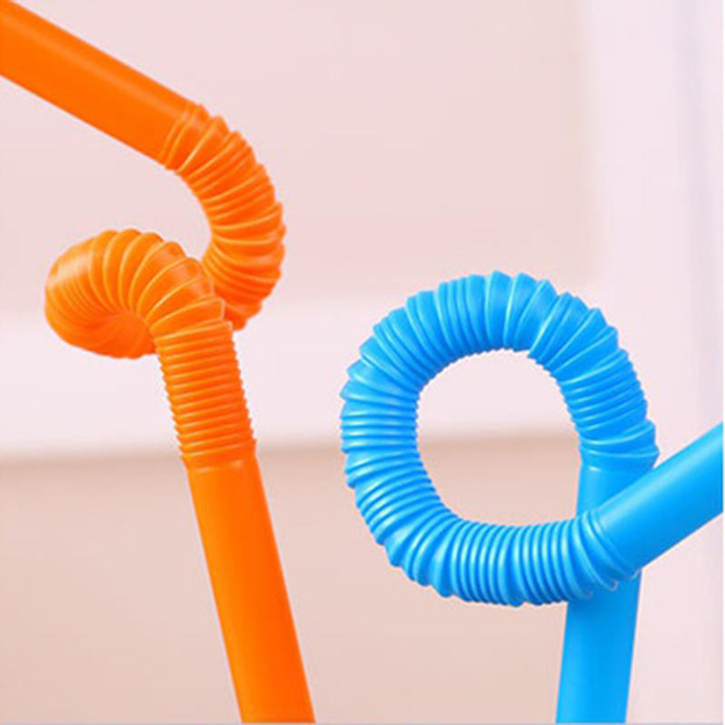 

100 шт. гибкие пластиковые одноразовые соломинки для питья, разноцветные 25.5cm разноцветный