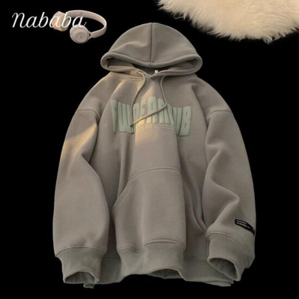 Navava Unisex Lettering Long Sleeve Fleece Hoodie Sweatshirt Nt2074