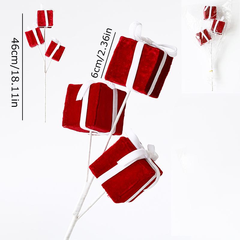 

1 шт. Красочные рождественские украшения, ветки рождественской елки, украшение для дома, подарочные коробки с бантами, подарки, доступно несколько вариантов белый/красный