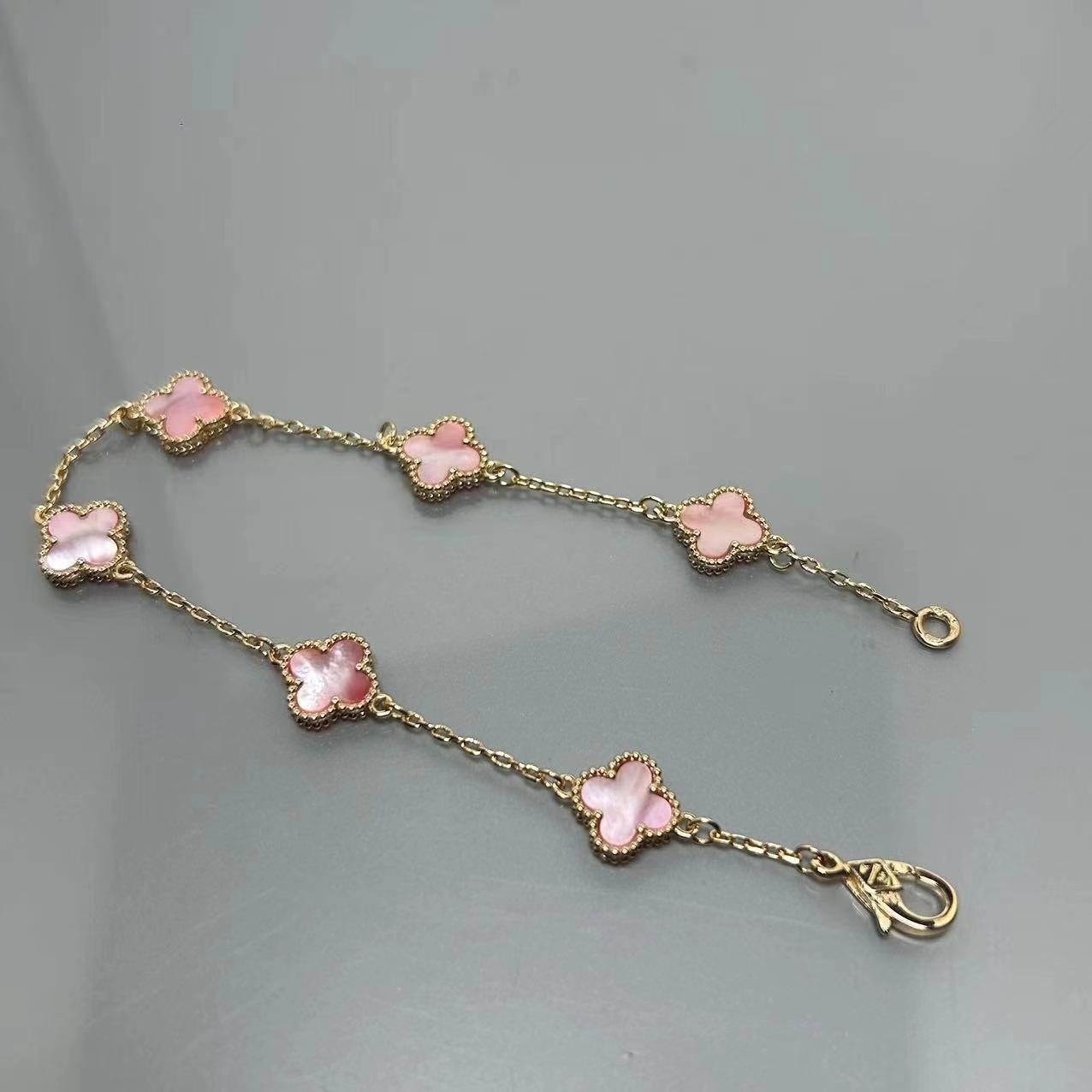 

Високоякісний міні-браслет з чотирилисником з червоного агату з шістьма квітами, жіночий, для знаменитостей, високого класу