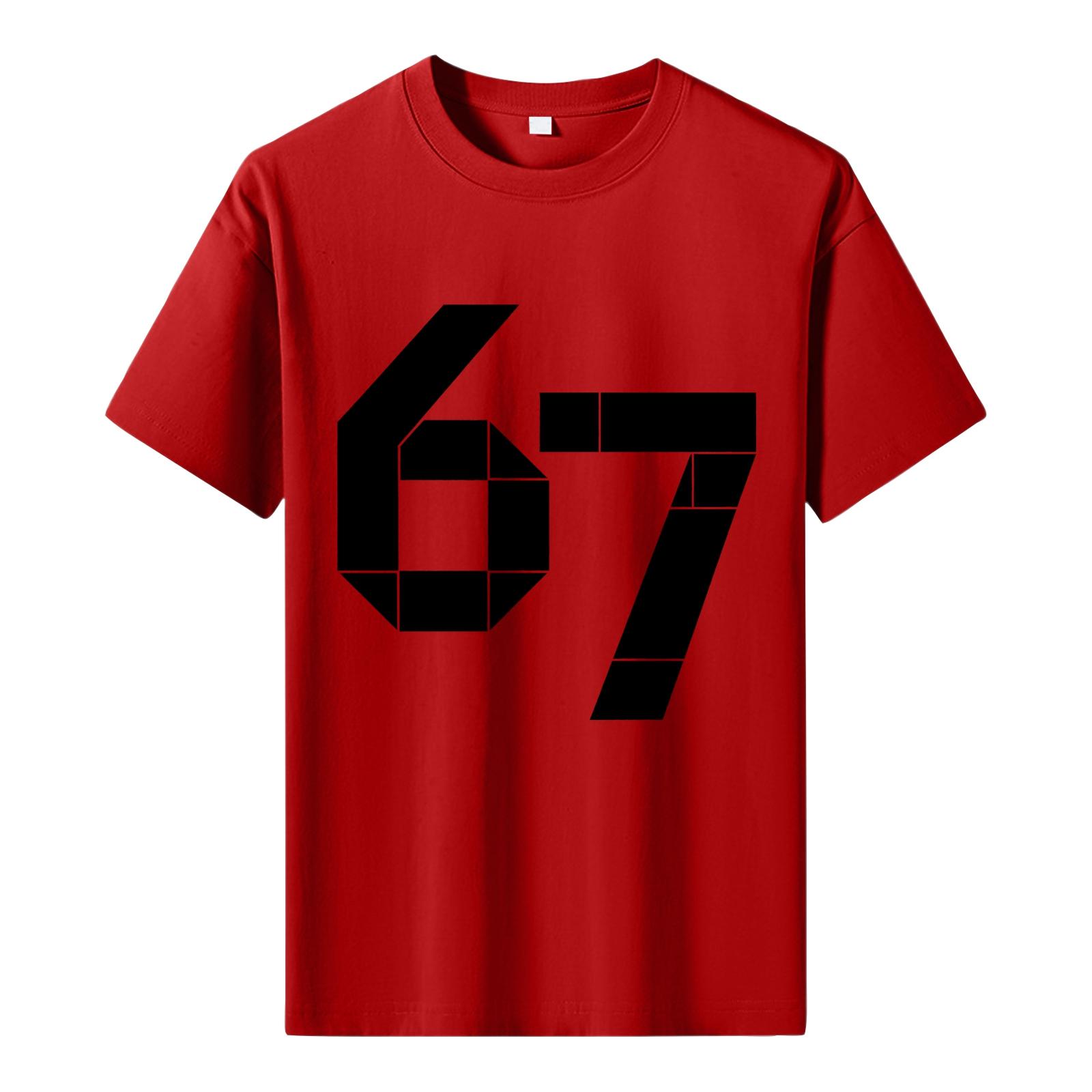 

Чоловіча футболка з принтом з коротким рукавом Чоловічий вільний повсякденний топ з коротким рукавом M червоний