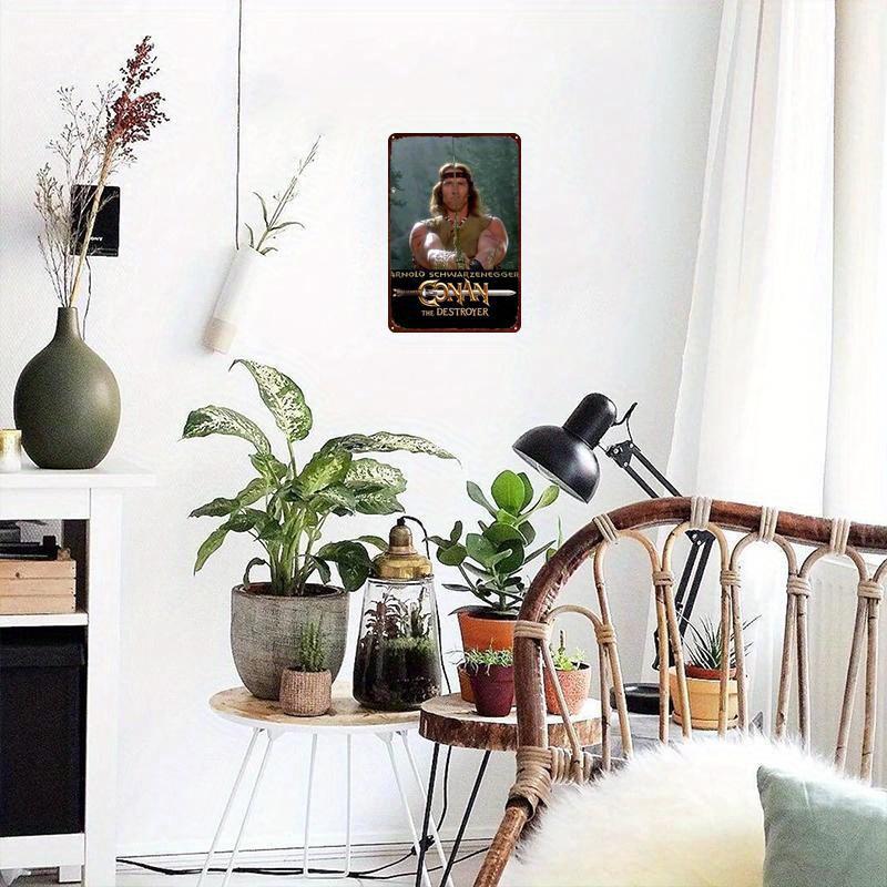 Hisun Tin Sign HD Tin Sign Conan The Destroyer Arnold Schwarzenegger Vintage Movie Poster Retro Metal Wall Art for Man Cave Home Theater Decor