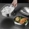 Doppelschichtige rechteckige Lunchbox - Edelstahl, versiegelt auslaufsicher, Bento-Behälter für Erwachsene/Studenten, Bento-Lunchbox